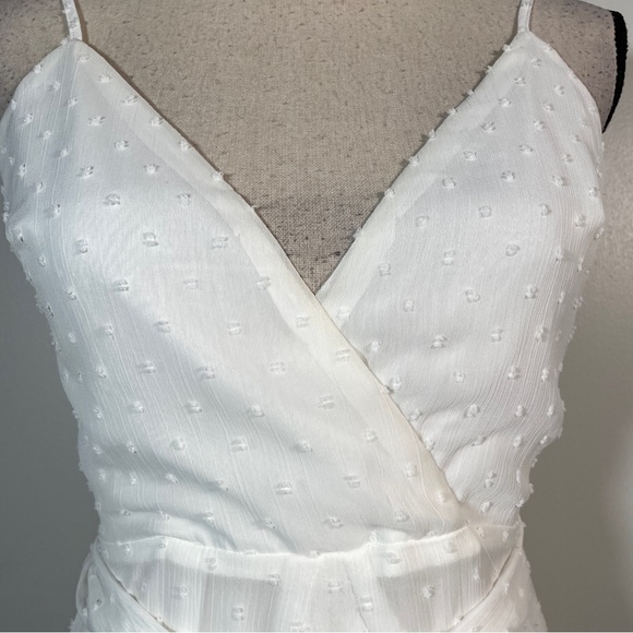 Hello Molly White Ivory Surplice Neck Belted Layered Hem Cami Short Dress S - Picture 3 of 12